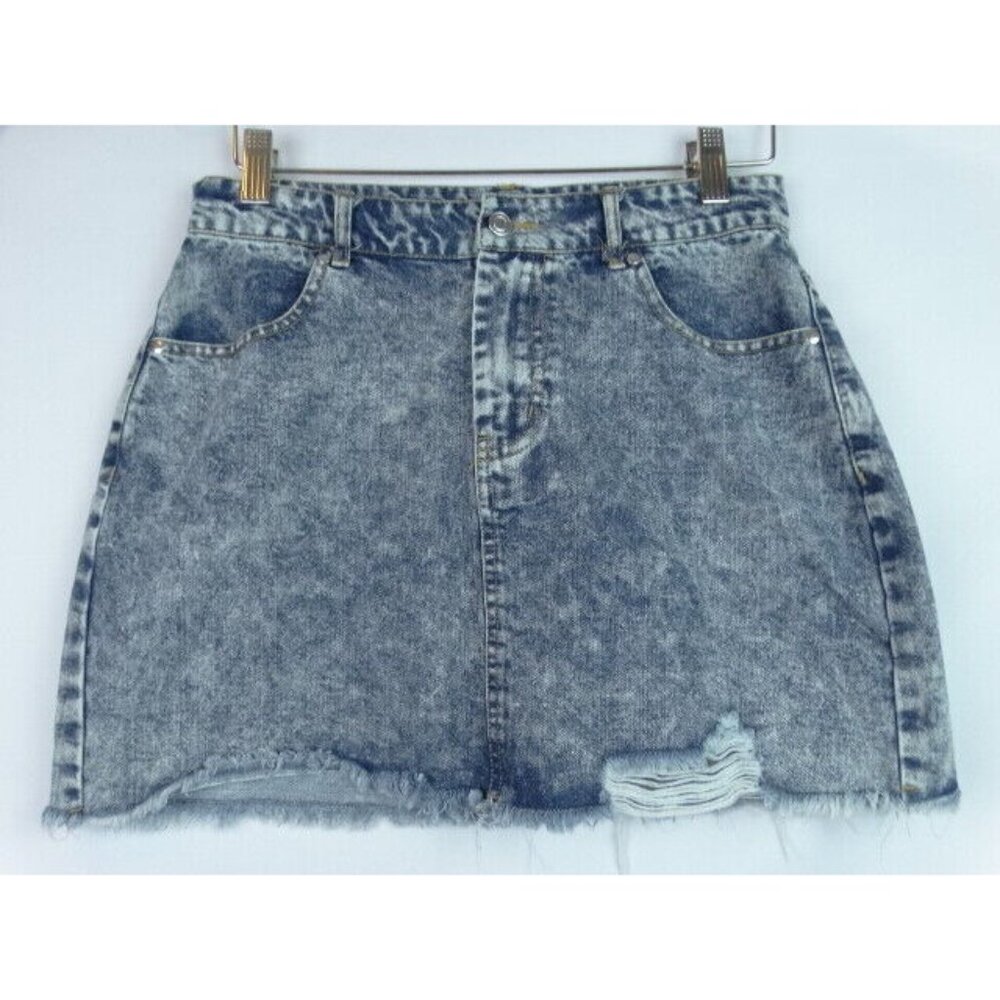 Hyfve Hyfve Hyfve Women's Skirt Denim Jean Distressed Size Medium 80s Stone Wash
